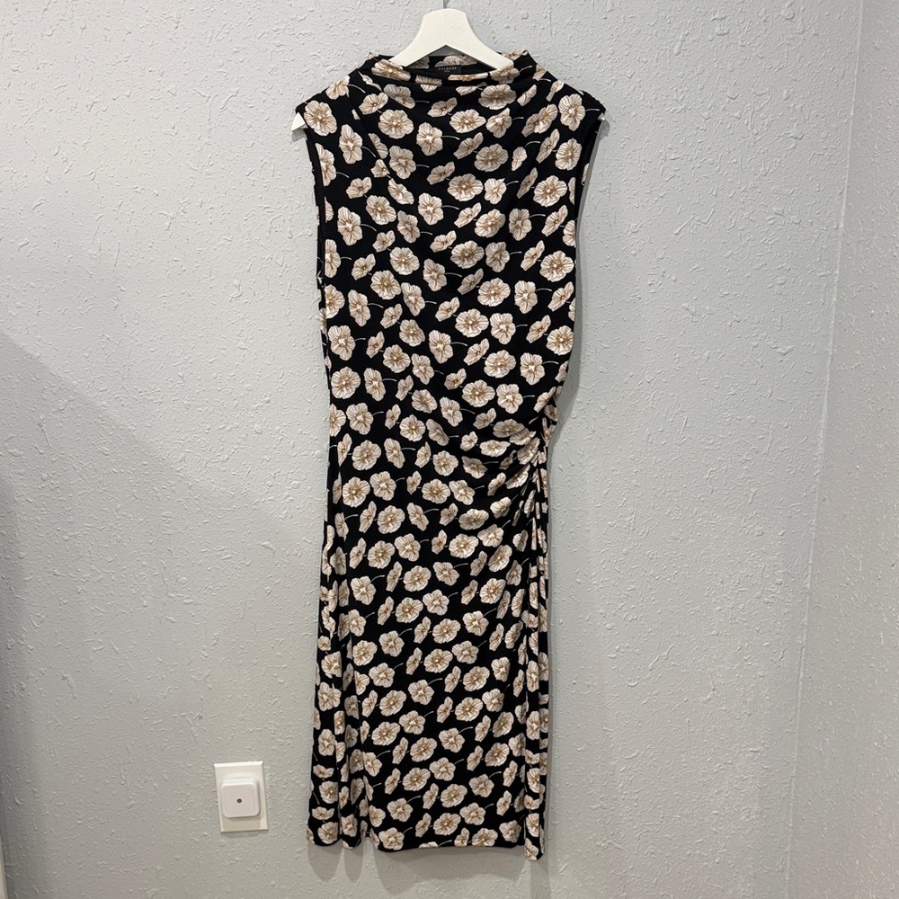 Talbots‎ Cowl-Neck Midi Dress - Deco Flower Print Size 14P